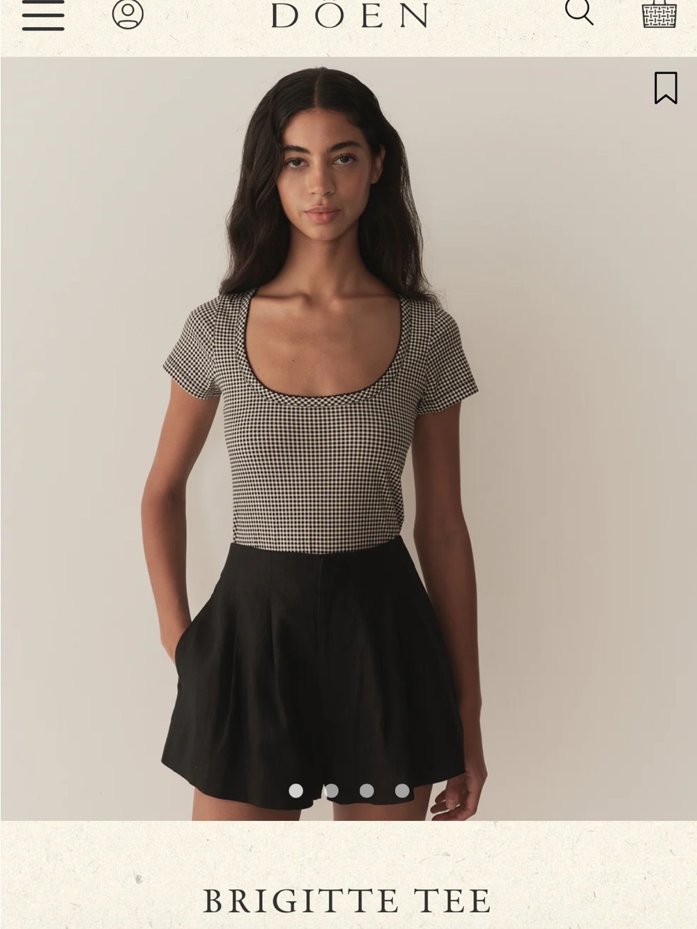 Doen Black & White Gingham Scoop-Neck Tee